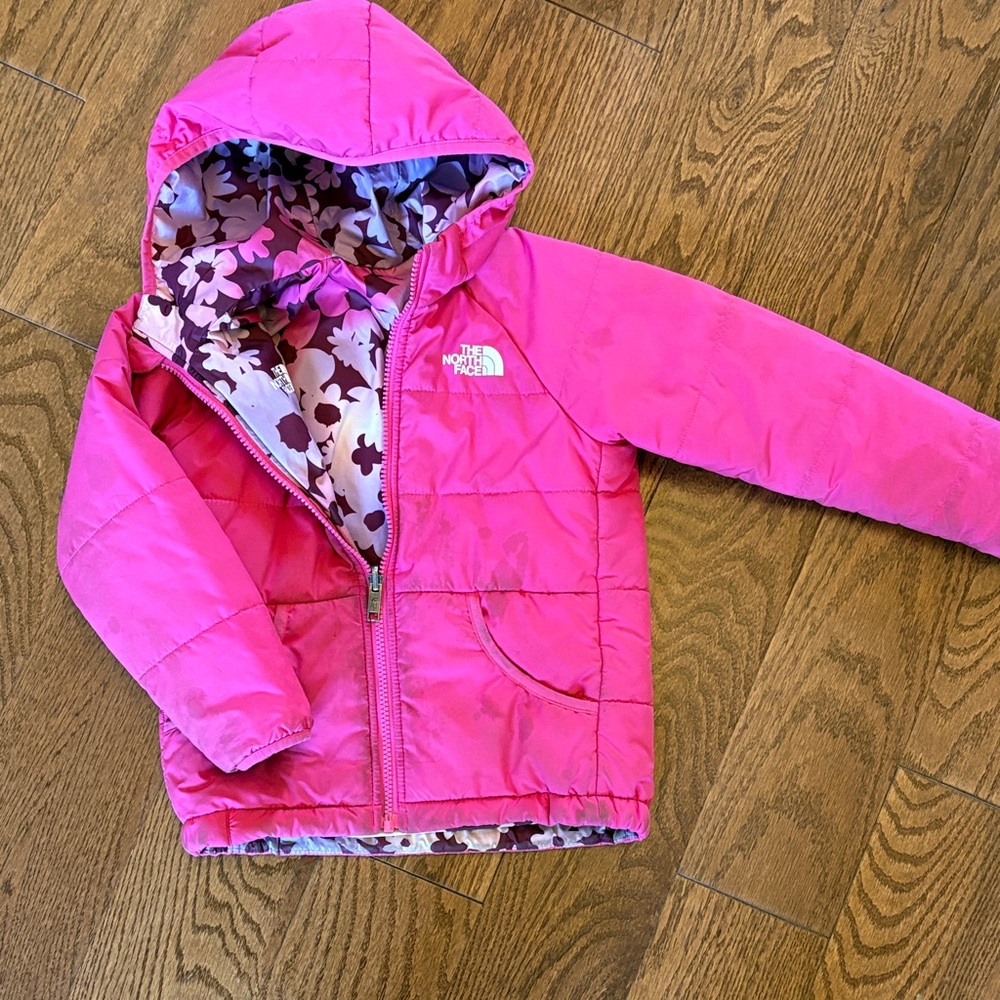 The North Face Pink Jacket with Floral Reversible